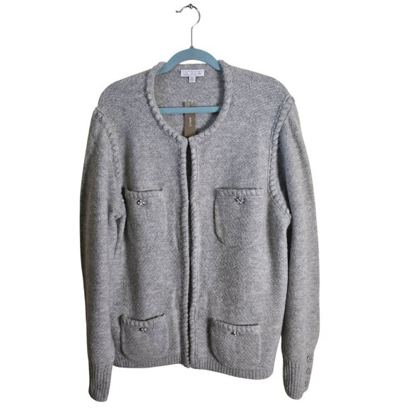 J.Crew NWT Odette Sweater Lady Jacket Jewel Buttons Pocket Alpaca Blend Size XXL - Picture 2 of 12